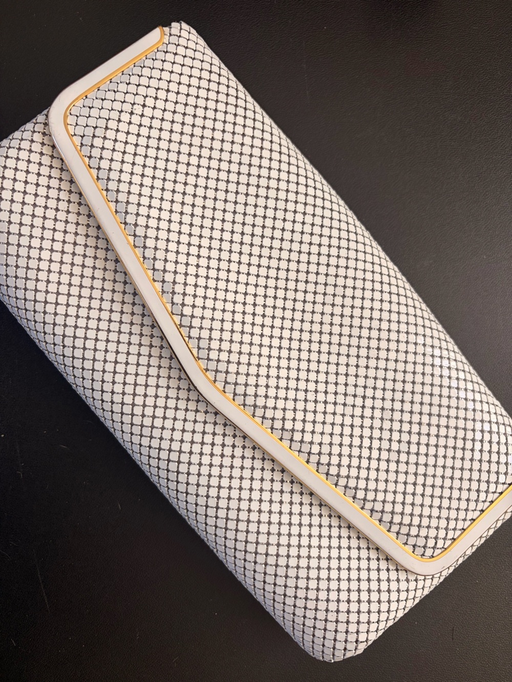 Textured White and Gold Women's Clutch Wristlet